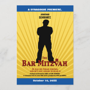 Invitation Bar Mitzvah Invitation Bleu jaune
