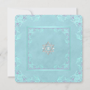 Invitation Bar Mitzvah lavande violet et bleu sarcelle