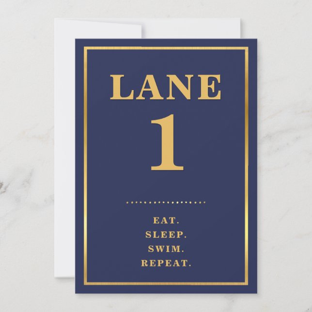 Invitation BAR MITZVAH marine moderne chiffres de table d'or (Devant)