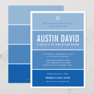 Invitation BAR MITZVAH moderne ombre dégradé cool bleu royal