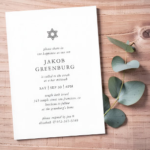 Invitation Bar Mitzvah Moderne Simple Élégant Minimaliste