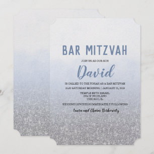 Invitation Bar Mitzvah ombré bleu