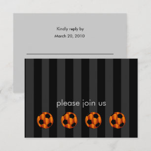 Invitation Bar Mitzvah Orange et Black Soccer Ball