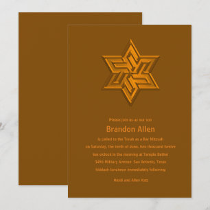 Invitation Bar Mitzvah Orange Tones Star de David