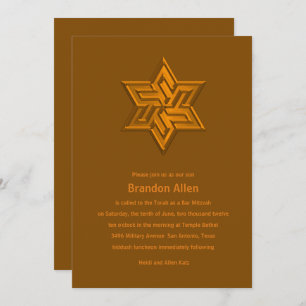 Invitation Bar Mitzvah Orange Tones Star de David