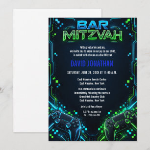 Invitation Bar Mitzvah personnalisé pour joueur de jeux vidéo