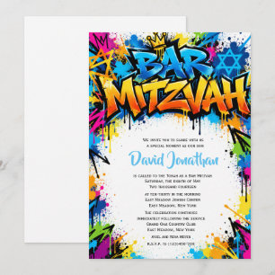 Invitation Bar Mitzvah personnalisé Street Art Graffiti