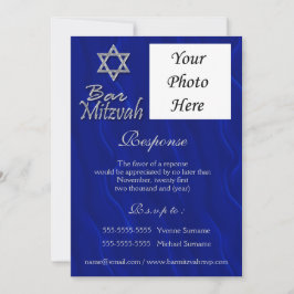 Invitation Bar mitzvah photo bleu argent RESPONSABILITÉ