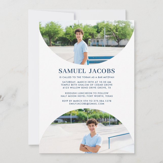 Invitation Bar Mitzvah Photo Moderne (Devant)