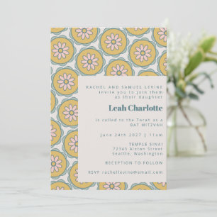 Invitation Bar Mitzvah Rétro Bohème Mandala Floral Pastel