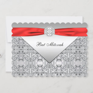 Invitation Bar Mitzvah rouge et argent