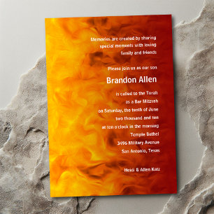 Invitation Bar Mitzvah Rouge et orange