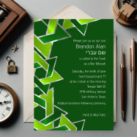 Bar Mitzvah Silver Lime Green Star de David