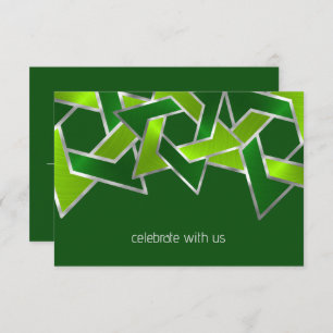 Invitation Bar Mitzvah Silver Lime Green Star de David