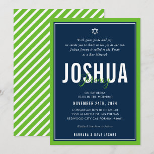 Invitation BAR MITZVAH sport moderne garçon nfl green marine 
