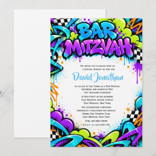 Invitation Bar Mitzvah Street Art Graffiti sur mesure