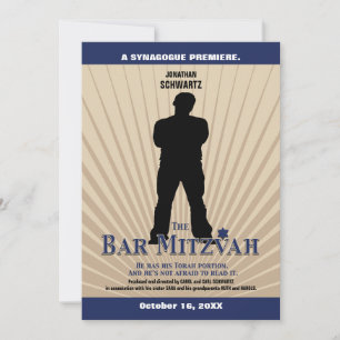 Invitation Bar Mitzvah Tan Navy