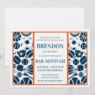 Invitation Bar Mitzvah Tous Sports Thème Bar Mitzvah invitati