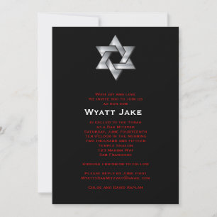 Invitation Bar Mitzvah Wyatt Jewish Star Black