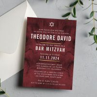 BAR MODERNE MITZVAH marron rouge motif simple