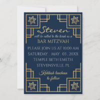 Bar ou Bat mitzvah Blue n Gold Art Deco
