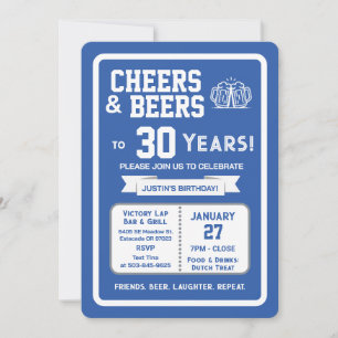 Invitation Bar sportif Joyeux anniversaire Cheers et bières p