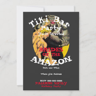 Invitation Bar Tiki de Fête d'Anniversaire Amazon Mariées