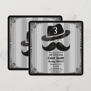 Invitation Barbe à la Hipster Chapeau Lunettes TOUTE Fête d'A