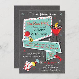 Invitation Barbecue Baby shower Retro Chalkboard
