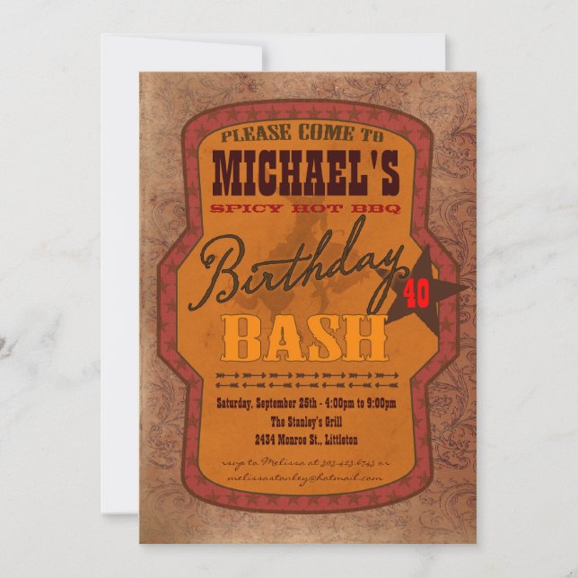 Invitation Barbecue Bash - Style occidental ou tex (Devant)