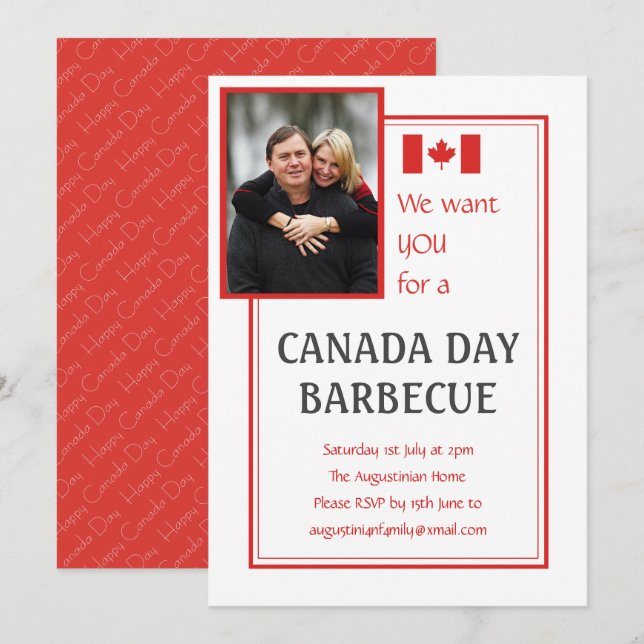 Invitation BARBECUE BBQ DE LA FÊTE DU CANADA - PHOTO personna (Devant / Derrière)