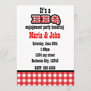 Invitation Barbecue BBQ Gingham Été Fête Country