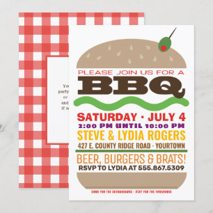 Invitation Barbecue Burgers   BBQ d'été