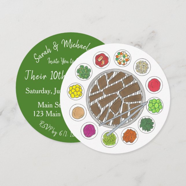 Invitation Barbecue coréen Barbecue rôti Bulgogi Banchan (Devant / Derrière)