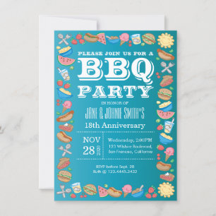 Invitation Barbecue d'anniversaire du Mariage Anniversaire