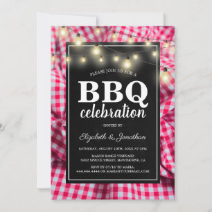 Invitation Barbecue de jardin   BBQ à carreaux rouges rustiqu
