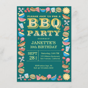 Invitation Barbecue de thème de fête d'anniversaire de BBQ