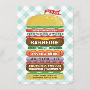 Invitation Barbecue empilé de baby shower d'hamburger