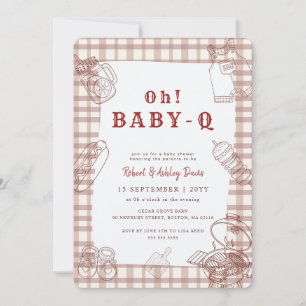 Invitation Barbecue Gingham Rustique pour Bébé Q Baby Shower