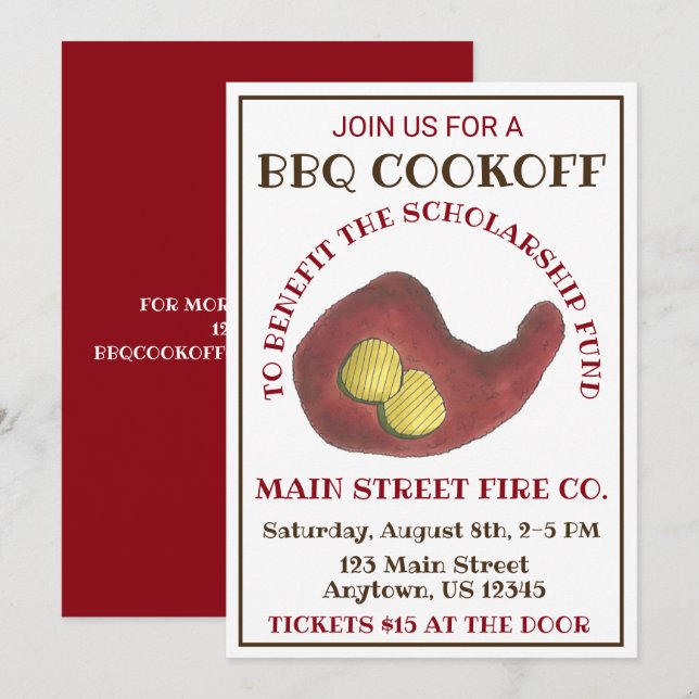 Invitation Barbecue Nashville Hot Chicken BBQ Cookoff (Devant / Derrière)