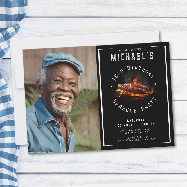 Invitation Barbecue Photo 70th Birthday Party (Mockup View)