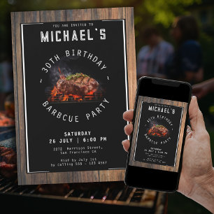 Invitation Barbecue Rustique 30e fête d'anniversaire