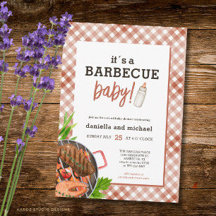 Invitation Barbecue Rustique Brun Baby Shower