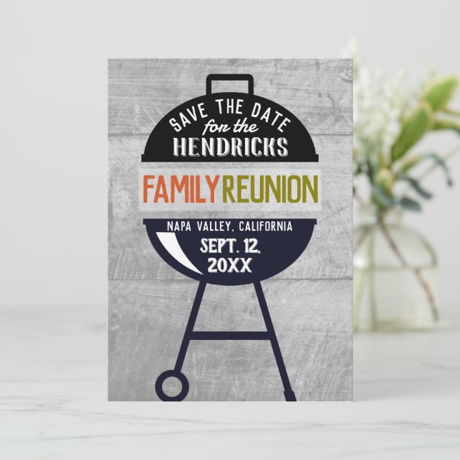 Invitation Barbeque Family Reunion Enregistrer la date Invita (Debout devant)