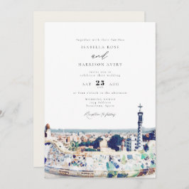 Invitation BARCELONA Espagne Skyline Destination Mariage de v
