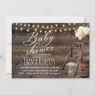 Invitation Baril de vin rustique et Baby shower d'échelle en 