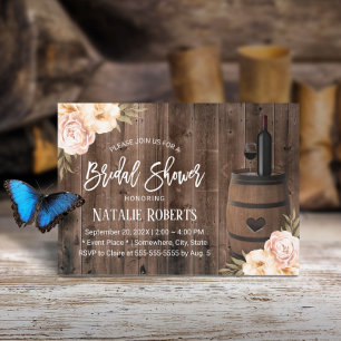 Invitation Baril de vin rustique Vintage Fête des mariées flo