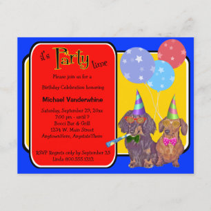 Invitation Barker d'anniversaire de la fête de Dachshund