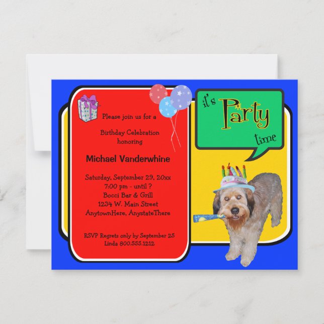 Invitation Barker d'anniversaire de Labradoodle (Devant)