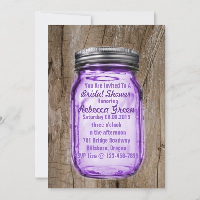 Invitation Barn Wood Rustic Mason Jar Country Fête des mariée (Devant)